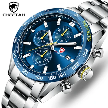 Мужские часы CHEETAH, топ люксовый бренд, деловые кварцевые мужские часы из нержавеющей стали, хронограф, повседневные спортивные наручные часы для мужчин