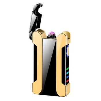 Креативный ветрозащитный USB-прикуриватель с двойной дугой, светодиодная проекция Любви, Металлическая плазменная зажигалка для сигар, аксессуары, подарочные гаджеты