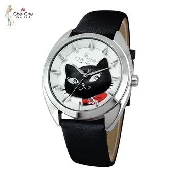 Женские часы CHE CHE CC019, натуральная черная кошка, трехмерная уличная индивидуальность, милый мультфильм 