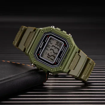Мужские часы Водонепроницаемые армейские военные спортивные часы Квадратные силиконовые светодиодные цифровые наручные часы Электронные часы Relogio Masculino