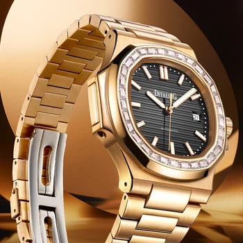 Роскошные Часы DITALING Diamond Водонепроницаемые Люминесцентные часы Классические Деловые Мужские наручные часы Механические Часы Бесплатная Доставка1562