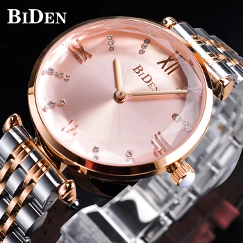 Байден, роскошный бренд, розовые наручные часы с бриллиантами, Водонепроницаемые женские часы из нержавеющей стали, Подарки для женщин Relogio Feminino