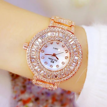 Женские часы с бриллиантами, Женские Роскошные Водонепроницаемые наручные часы Со стразами, Браслет из Розового золота, Кварцевые часы Небольшого Размера Для женщин 2022