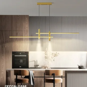 Современная светодиодная люстра для обеденного стола, золотисто-черная, минималистичная для кухни, столовой, подвесной светильник, Домашний декор, Светильник-люстра