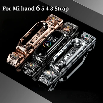 Металлический ремешок с бриллиантами для Mi band 6 5 4 3, ретро браслет Mi Band 6 из нержавеющей стали, браслет для Xiaomi Mi Band 6, ремешок Mi Band 4 3