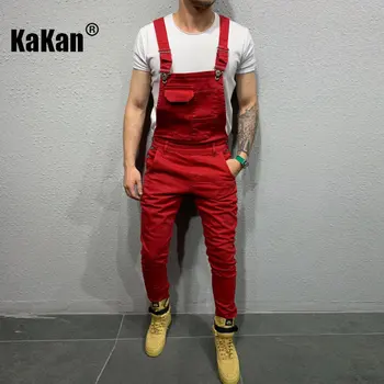 Kakan - Новая Мужская одежда из Рваных джинсов с ремешками в Европе и Америке, Популярный Молодежный Рабочий Костюм с Длинным рукавом K34-833