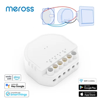 Meross WiFi Умный Встроенный выключатель Модуль включения света 1/2/3/4/6 Комплект Приложение для удаленного голосового управления Работа с Alexa Google SmartThings