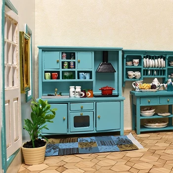 Миниатюрный кукольный домик 1: 12, кухонный шкаф с индукционной плитой, Шкаф для посуды, Кухонный стол, мебель для кухни, модель Декора