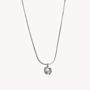 S925 Чистое Серебро, Платиновый Жемчуг, ожерелье с подвеской, простой и холодный Ветер, легкая Роскошная цепочка-ошейник