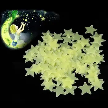 Новый 70/100 ШТ 3,8 см Светящаяся Звезда Наклейка На Стену Светящаяся Флуоресцентная 3D Детская Спальня Потолок Дома Темное Место Звезда Наклейки На Стену
