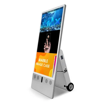 1500 Нит, Полуприкрытая дверь, 43-дюймовый Портативный цифровой плакат с питанием от батареи, Уличный Подвижный ЖК-дисплей с Тотемом, цифровая вывеска