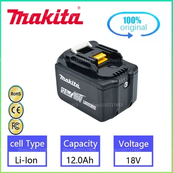 Makita 100% оригинальная Аккумуляторная Батарея Для Электроинструмента 18V 12.0Ah Со светодиодной литий-ионной Заменой LXT400 BL1860B BL1860 BL1850