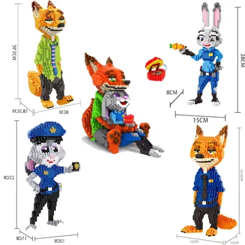 Персонажи мини-блока Disney Zootopia diamond Джуди Хоппс, Ник Уайлд, Кролик-полицейский, подарки на день рождения для детей