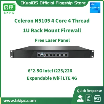 IKuaiOS Celeron N5105 Брандмауэр для монтажа в стойку 6LAN 2.5G Поддержка Pfsense MikrotikOS VLAN VPN Управление сетевой безопасностью Мягкий Маршрут