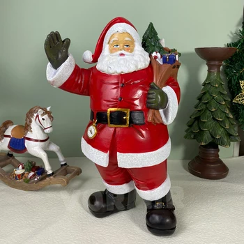 Смола, Манящая Статуэтка Санта-Клауса, милые Фигурки Встречающих на крыльце, Камин, гостиная, Рождественское украшение для рабочего стола