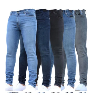 Джинсы мужские красивые обтягивающие Мужские Сексуальные модные стрейчевые джинсовые брюки Весенние тонкие прямые Джинсы-карандаш Длинные брюки мужские