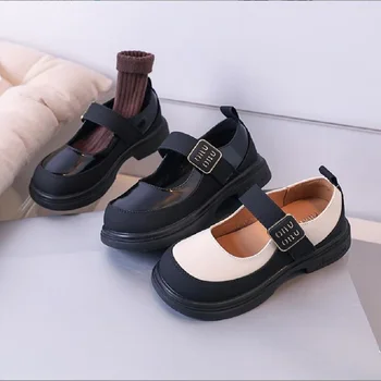 Детская обувь 2023, Осенняя Новинка, Корейский бренд, Кожаные туфли в Академическом Стиле Для девочек, Тонкие Туфли Принцессы 26-37