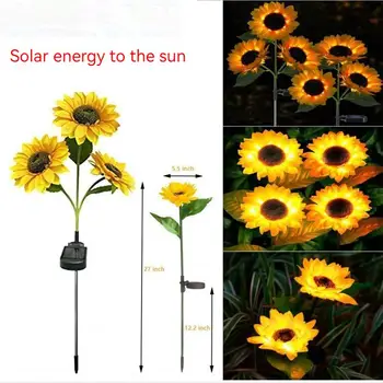 YOUZI LED Solar Sunflower Lights Ip65 Водонепроницаемая уличная ландшафтная лампа для внутреннего двора/виллы/сада