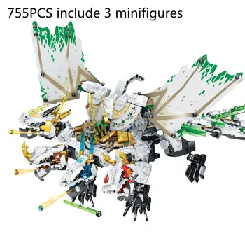 755 шт., наборы строительных блоков Ninja Ultra Dragon Flying Mecha Dragon Transformation с фигурками, совместимые с 70679 игрушками 