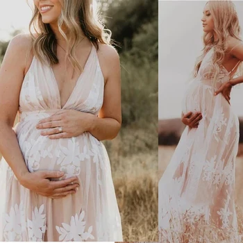 Белое Платье для беременных, Платье для душа Ребенка, платья для фотосессии во время беременности, Пляжное платье в стиле Бохо, Раскрывающее пол