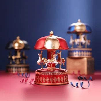 Музыкальная шкатулка Nordic Dream Merry Go Round, Поделки из смолы для волшебной девочки, Детская музыкальная шкатулка, подарочные украшения, Музыкальная шкатулка-карусель