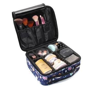 Водонепроницаемый полиэстеровый профессиональный косметический органайзер для упаковки косметики для путешествий на заказ, сумка-косметичка для макияжа