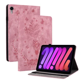 Для iPad Mini 2021, магнитный чехол с бабочкой и розой, для iPad Mini6, 8,3 дюймов, модный чехол-бумажник из искусственной кожи, чехол-книжка