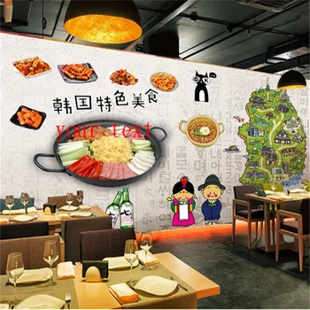 Изготовленная вручную корейская лапша, Ресторанная тема, обои с пейзажем, корейский стиль, фон для барбекю, Промышленный декор, настенная роспись, 3D