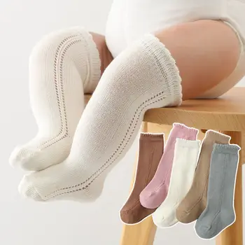 20 пар/лот, носки для новорожденных девочек, Детские Испанские Носки для маленьких девочек с Большим Бантом До колена, Длинные Мягкие Хлопчатобумажные детские носки, Детские носки