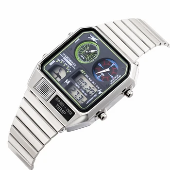 Роскошные водонепроницаемые Ретро цифровые спортивные часы из нержавеющей стали Мужские женские электронные наручные часы Clock