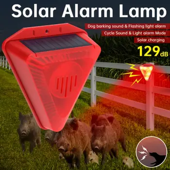 Lampe d'alarme solaire à 6LED, capteur étanche IP65, sirène extérieure, aboiement de chien, coups de feu, sécurité à domicile da