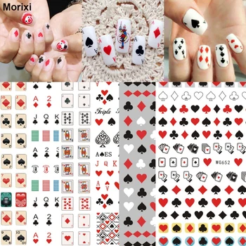 Мультяшная наклейка для ногтей в виде покера для маникюрных аксессуаров ультратонкая фольга самоклеящаяся в форме сердца геометрическая фольга для ногтей WG090