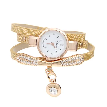 Модные Женские часы с кожаным ремешком с бриллиантами, Золотые Роскошные Кварцевые наручные часы, Женские Повседневные Золотые Наручные часы