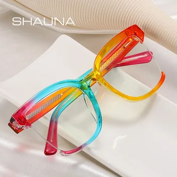SHAUNA Anti-Blue Light TR90, женская полукадра, красочные очки, модные оптические оправы на пружинных петлях