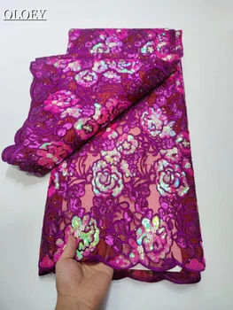 Высококачественная модная французская сетчатая кружевная ткань с вышивкой в африканском нигерийском стиле, кружевная ткань с пайетками для Свадебного платья