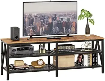 Подставка для телевизора с диагональю 65-70 дюймов, длинный 63-дюймовый телевизионный медиа-консольный стол, телевизионный шкаф с 3-уровневыми полками для хранения, промышленная развлекательная система C