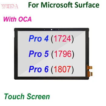 Сенсорный экран Для Microsoft Surface Pro 4 1724 Pro 5 1796 Pro 6 1807 Сенсорный экран Дигитайзер Передняя Стеклянная панель Заменена на OCA
