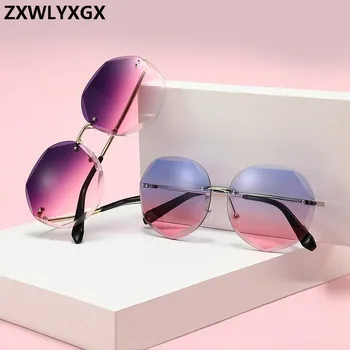 ZXWLYXGX Дизайн, Модные Женские солнцезащитные очки 2020, Женские солнцезащитные очки без оправы, Винтажная оправа из сплава, Классические брендовые дизайнерские оттенки Oculos