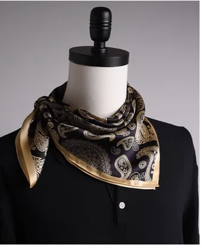 Мужской шарф из 100 Шелка, квадратный шейный платок с Пейсли, Галстук, Бежевый Свадебный Деловой костюм, Повседневный
