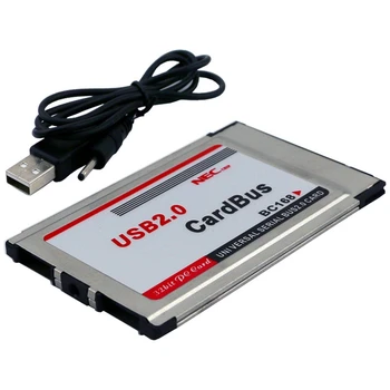 PCMCIA-USB 2.0 CardBus Двойной 2-портовый адаптер 480M для портативных ПК-компьютеров