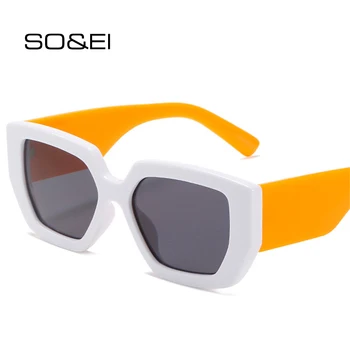 SO & EI Ретро негабаритные женские солнцезащитные очки с кошачьим глазом, модные брендовые дизайнерские очки с широкими ножками, оттенки UV400, мужские красочные солнцезащитные очки