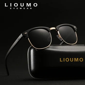 LIOUMO Модные Солнцезащитные очки в Оправе с Заклепками 
