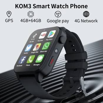 KOM3 4G Интернет Смарт-часы-Телефон 4 ГБ 64 ГБ Android 9,0 GPS 1,99 