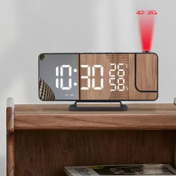Проекционный Умный будильник с дисплеем температуры влажности и регулировкой яркости fm-радио; Мужские Подарочные Зеркальные цифровые часы