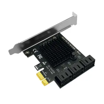Надежный адаптер Sata Pcie Для подключения нескольких устройств 6 Портов Микросхема Asm1166 Быстрая передача данных для карты жесткого диска Riser Card