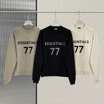 Новые свитшоты Essentials, толстовки с логотипом и флокированным принтом, Толстовки Оверсайз, мужские и женские хлопковые пуловеры в стиле Хип-хоп, Хай-стрит