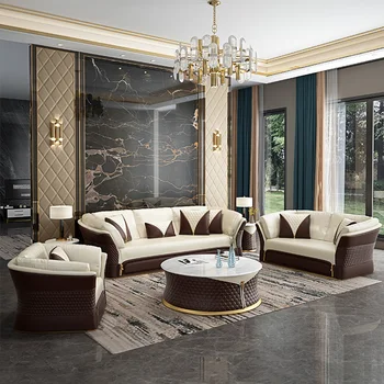 Новейшая Комбинация Диванов для гостиной из натуральной кожи, Мебель для Современного Роскошного Дома, Европейский Угловой диван, Дизайн CELS018