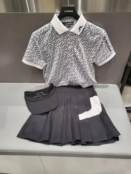 Женская одежда для гольфа, Женская высококачественная модная футболка и юбка, комплект для тенниса, бадминтона, юбка с защитой от света