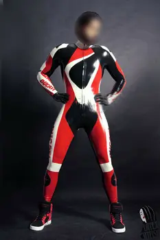 Латексный комбинезон Rot WeiB Schwarz Gummi, спортивный костюм на молнии, комбинезон S-XXL