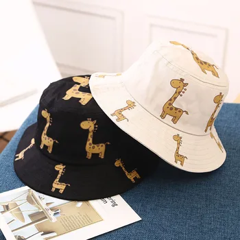 Солнцезащитные кепки для малышей, милая модная шляпа рыбака с рисунком жирафа для мальчиков и девочек, широкополые шляпы